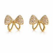 Crystal Bow Charm Stud Earrings