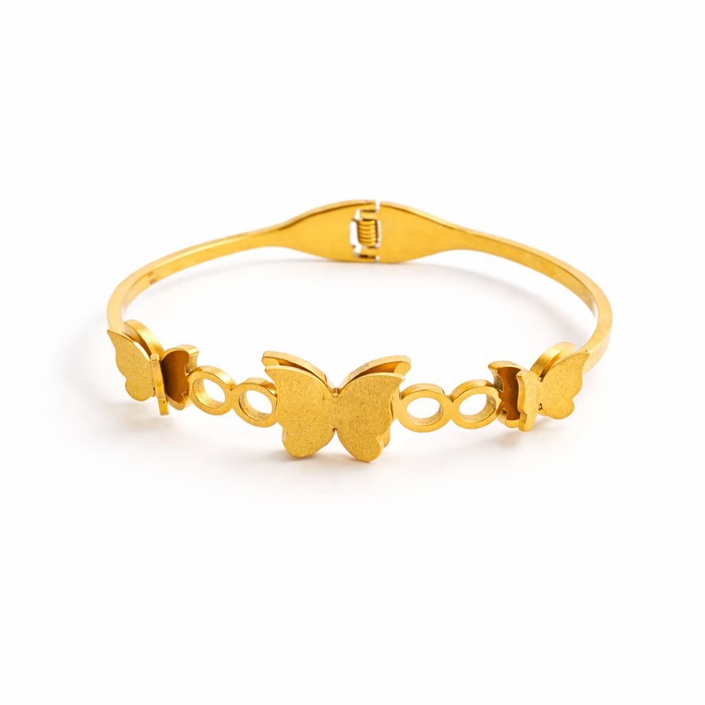 Golden Butterfly Charm Bangle