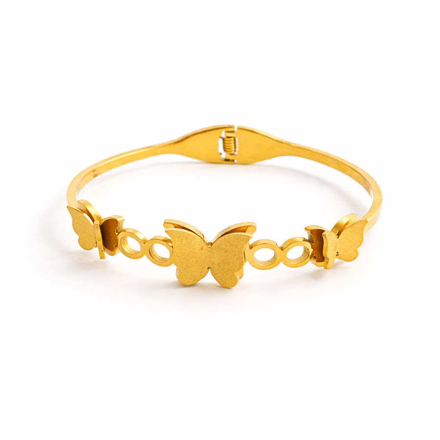 Golden Butterfly Charm Bangle