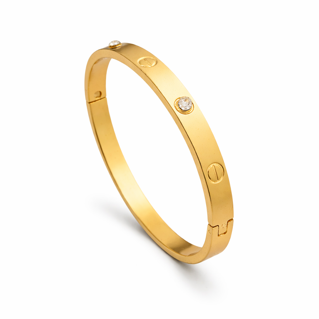 Golden Luxe Screw Crystal Bangle