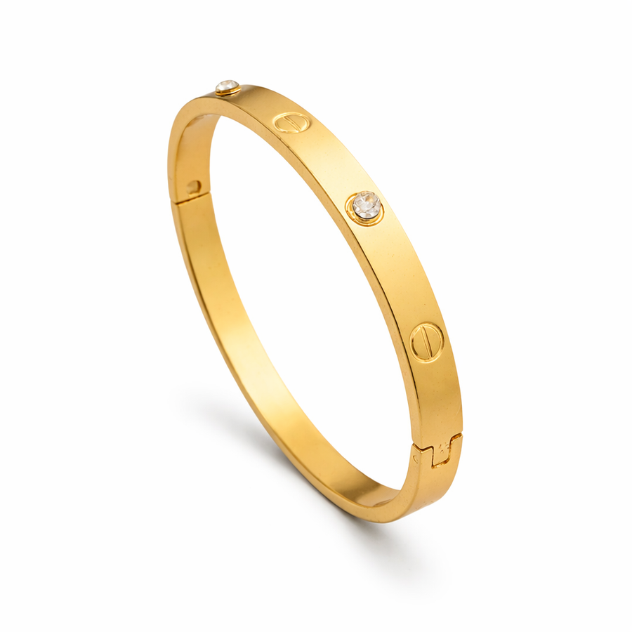 Golden Luxe Screw Crystal Bangle