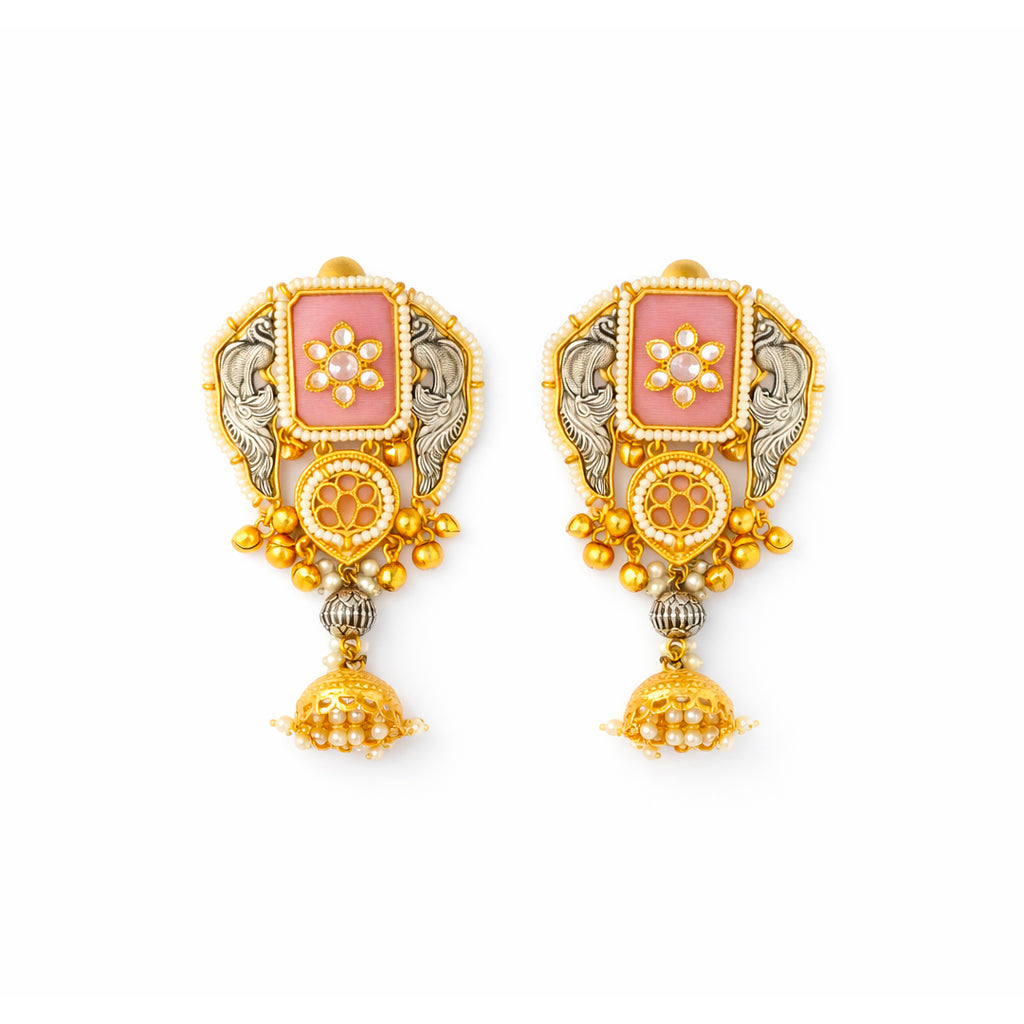 Gulbahar Gold Oxidised Kashmiri Earringss