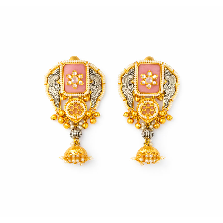 Gulbahar Gold Oxidised Kashmiri Earringss