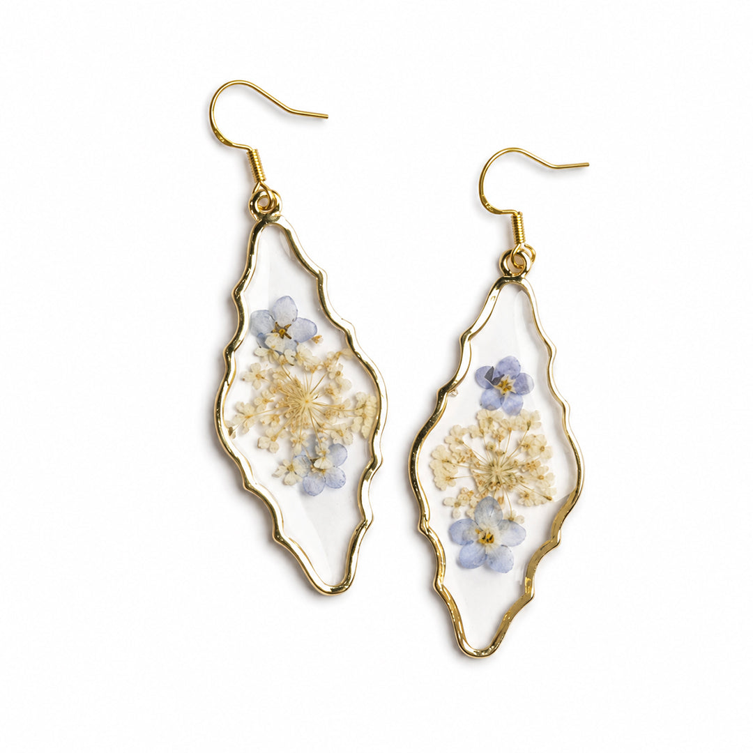 Hand-painted Forget-me-not earrings
