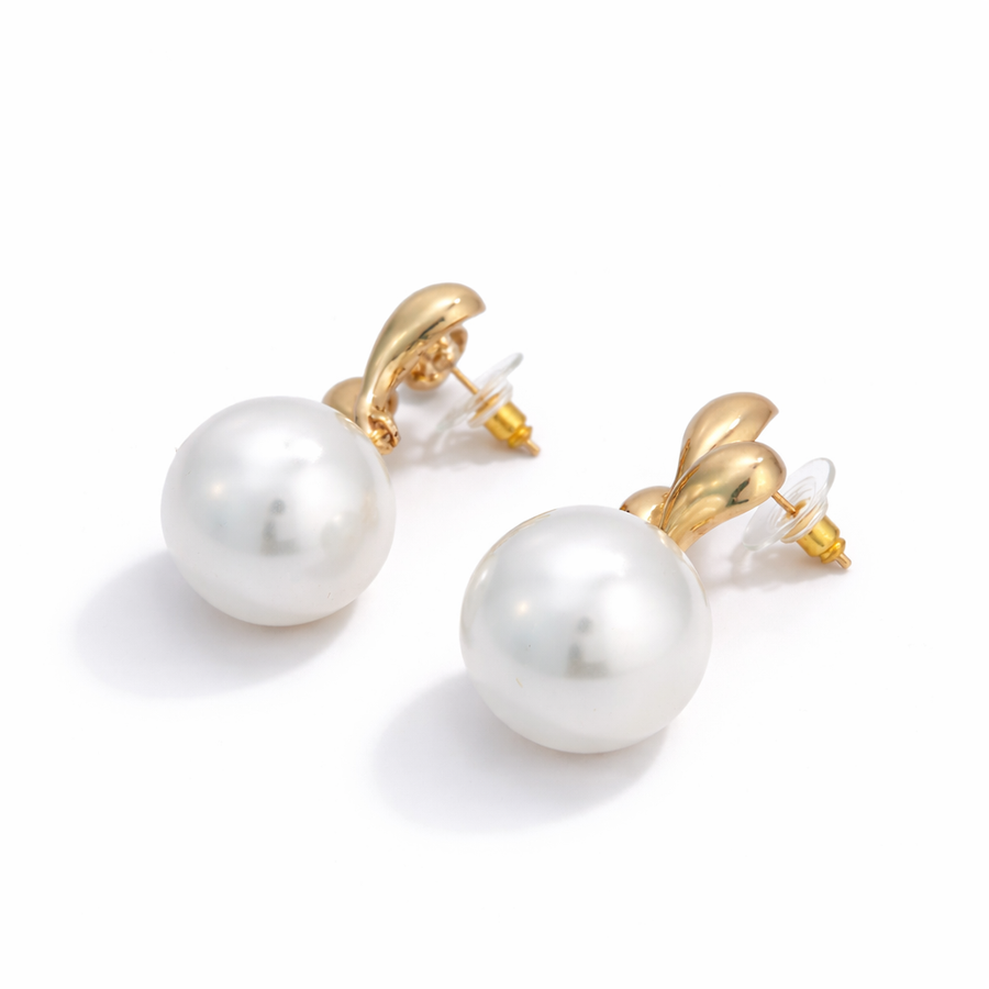 Golden Blossom Pearl Drop Earrings