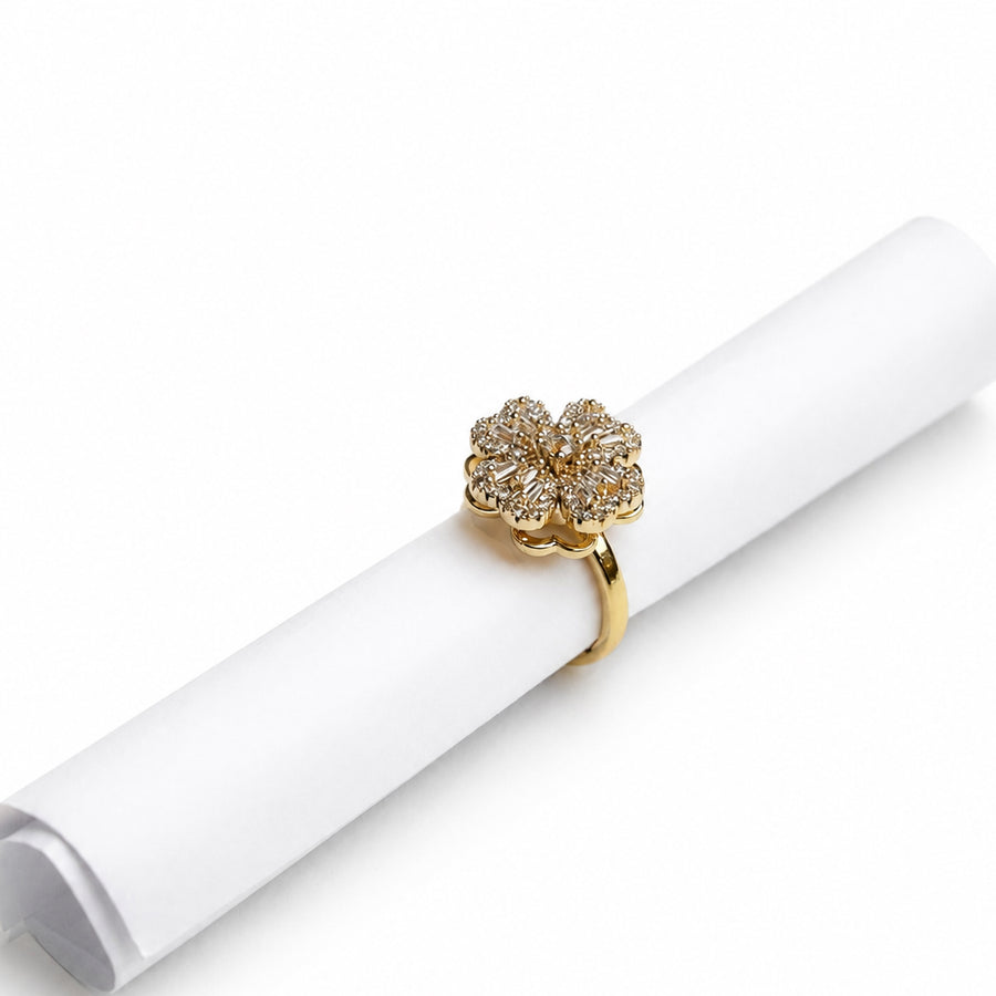 Rotating Floral Studded Ring