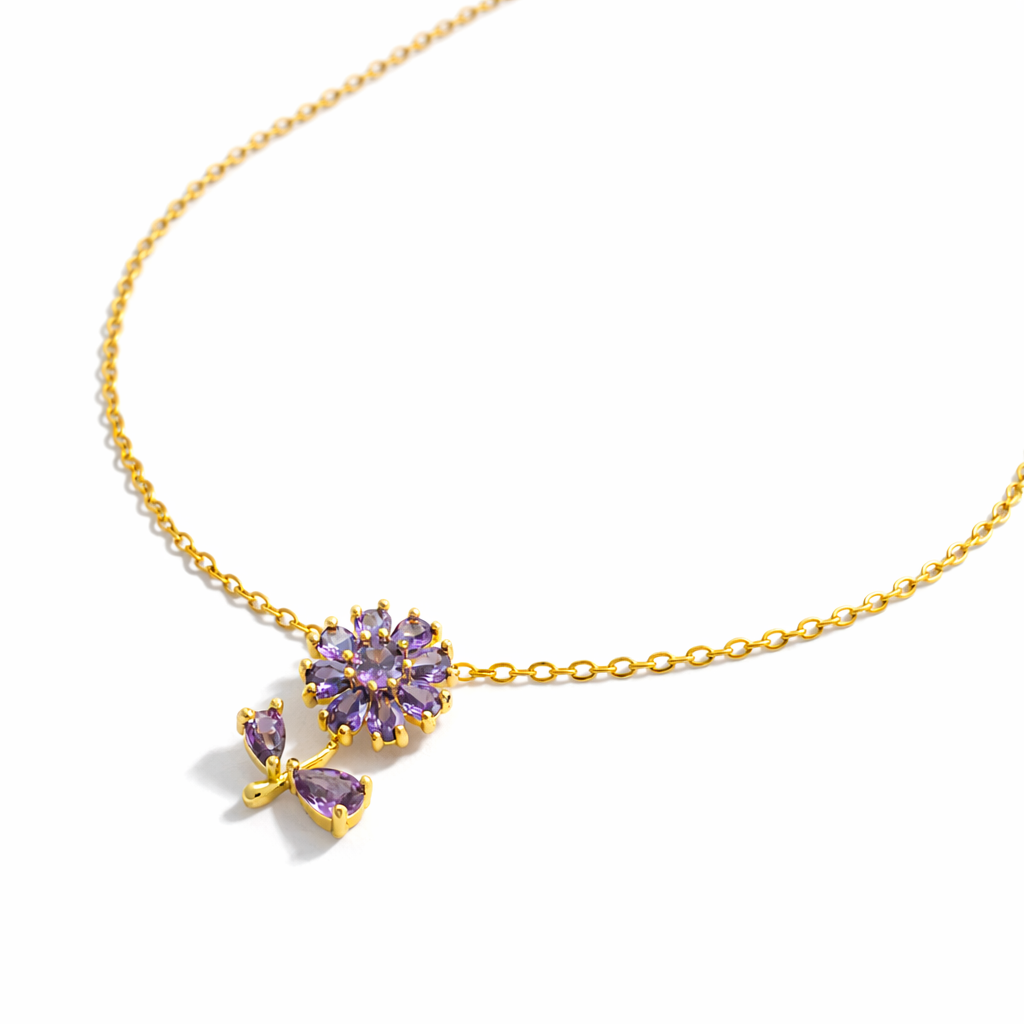 Amethyst Blossom Charm with Chain with pendant