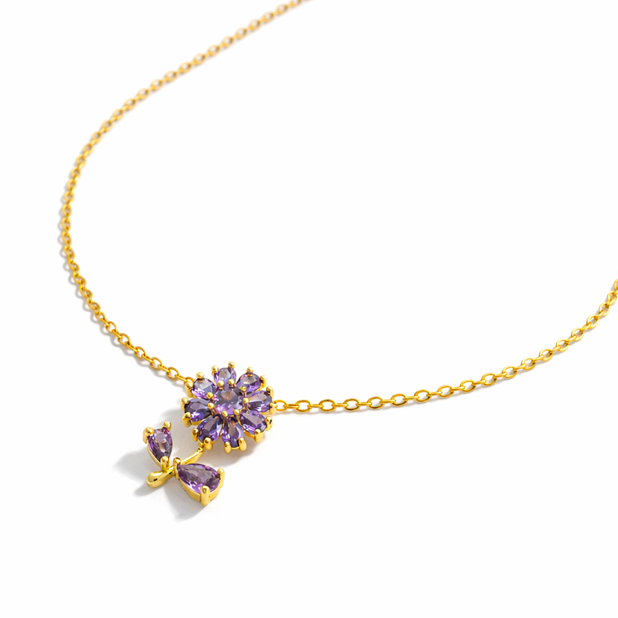 Amethyst Blossom Charm with Chain with pendant