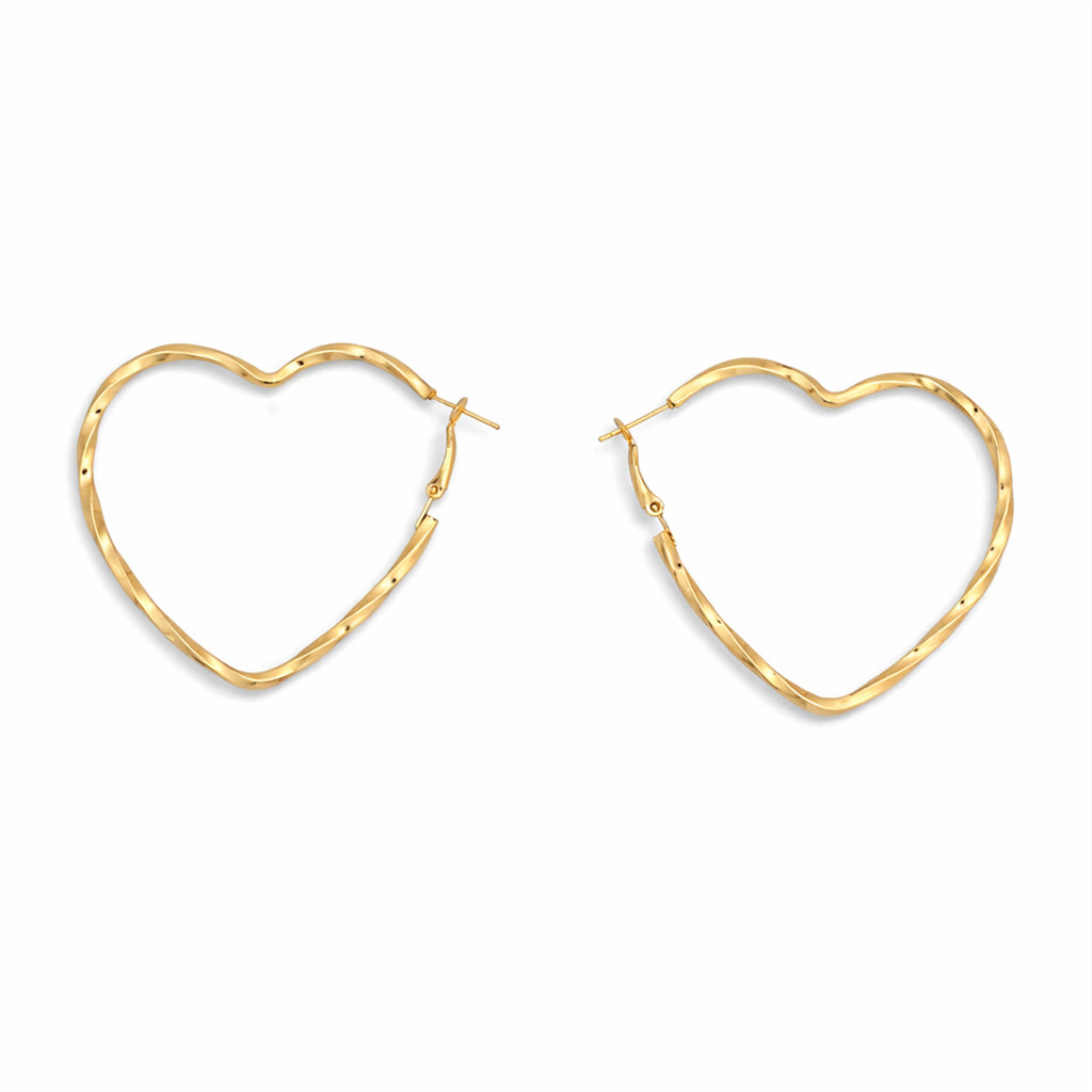 Golden Heart Hoops Earrings