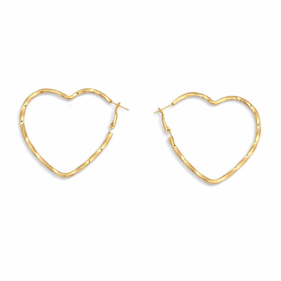Golden Heart Hoops Earrings