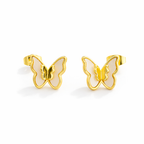 Golden Wing Butterfly Stud Earrings