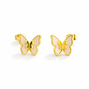 Golden Wing Butterfly Stud Earrings
