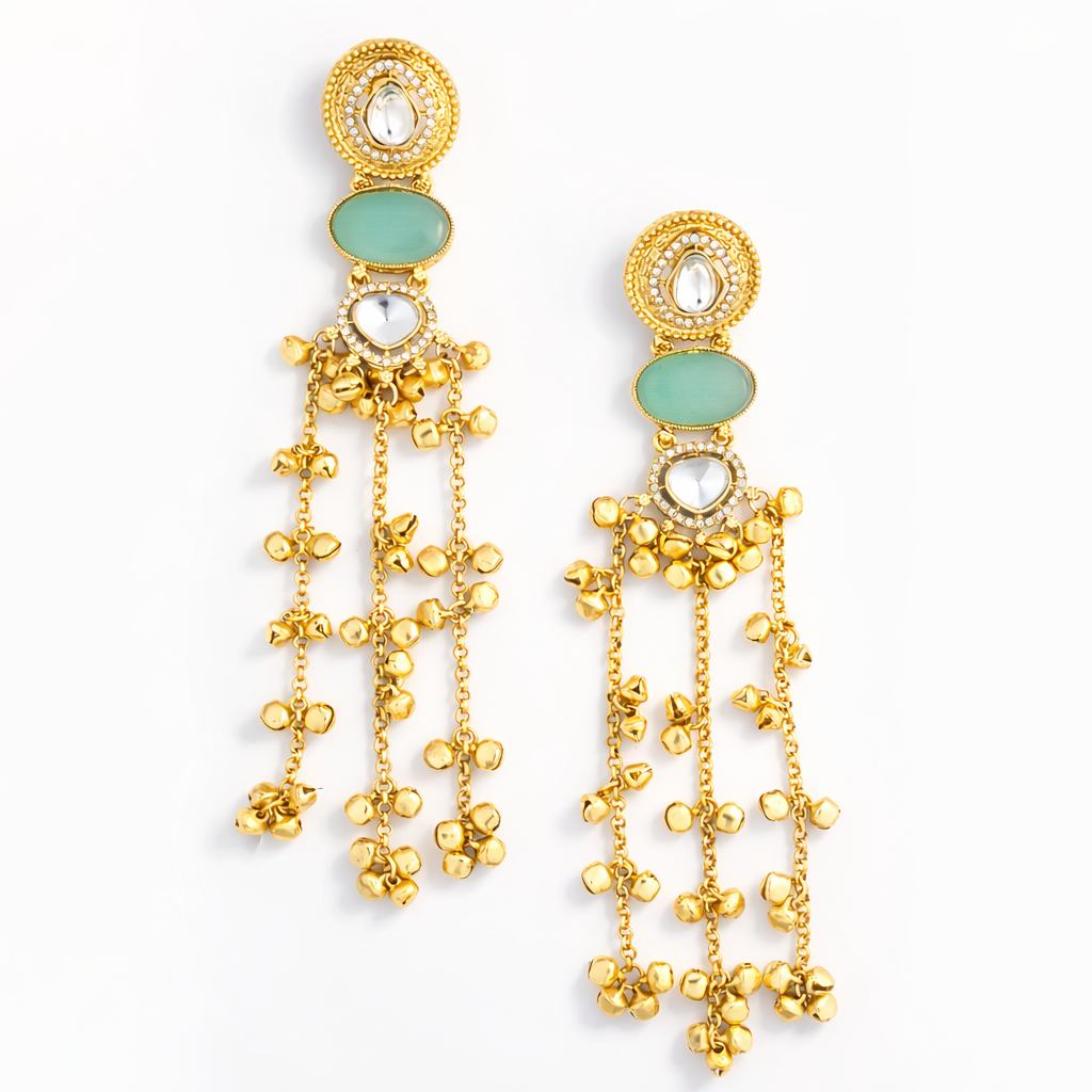 Opal & Emerald Royal Drop kashmiri Earrings