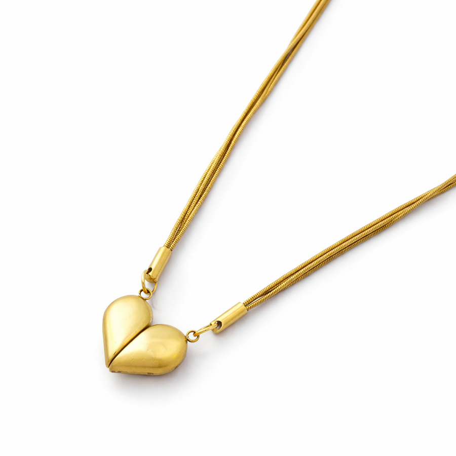 IRA Twin Hearts Gold Chain with pendant for Women | 18K Gold Plated Stainless Steel Waterproof Anti-Tarnish | Hypoallergenic Minimal Everyday Wear Jewellery