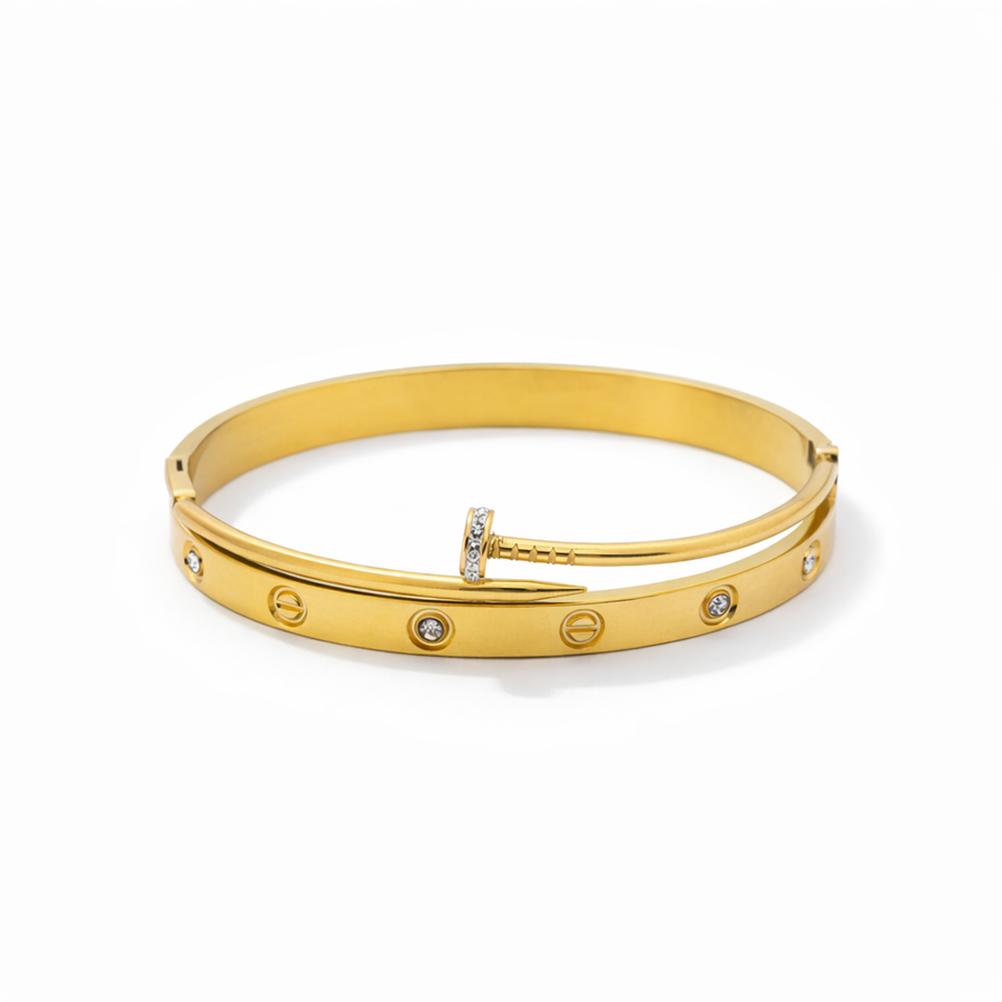 Screw Motif Crystal Bangle
