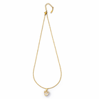 gold Faceted Clear Quartz Heart Charm Chain with pendant