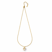 gold Faceted Clear Quartz Heart Charm Chain with pendant