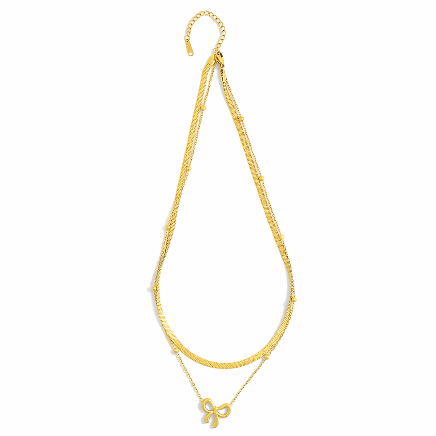 Golden Bow Layered pendant with Chain with pendant