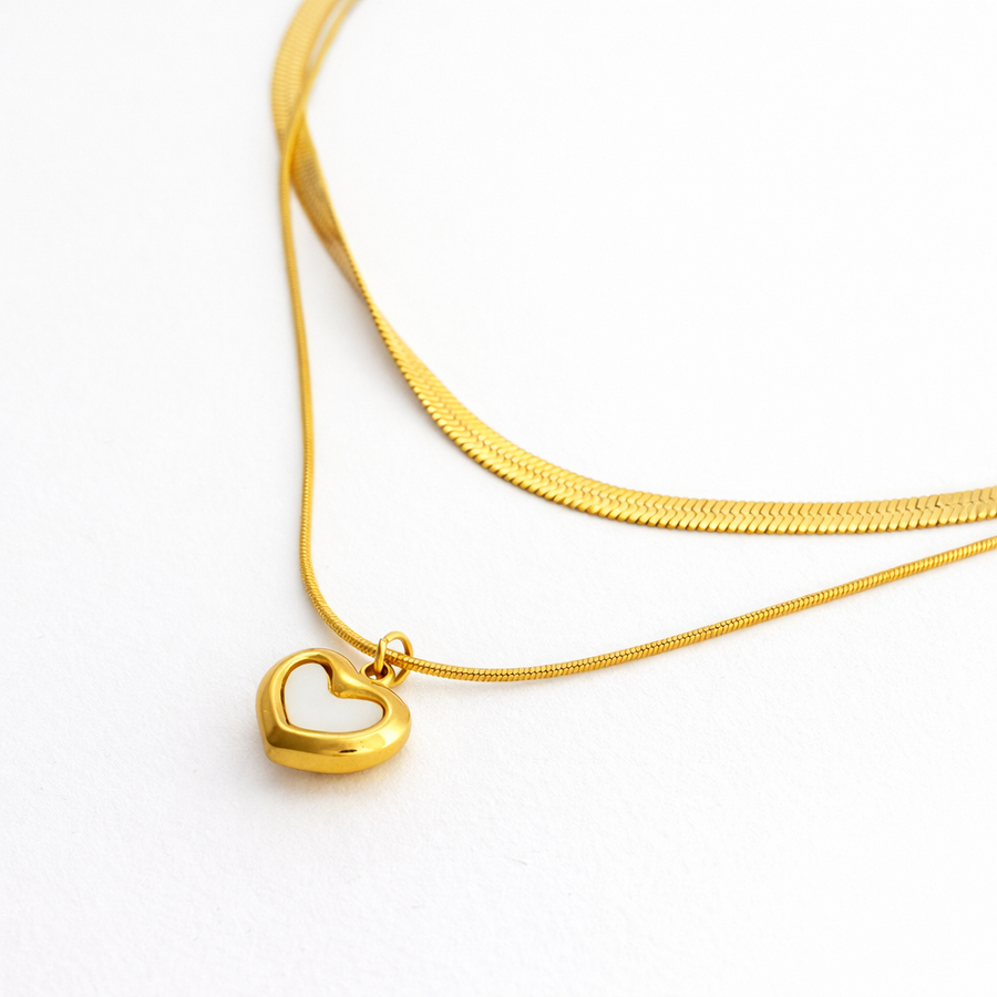 Ivory Heart Pendant with Chain with pendant