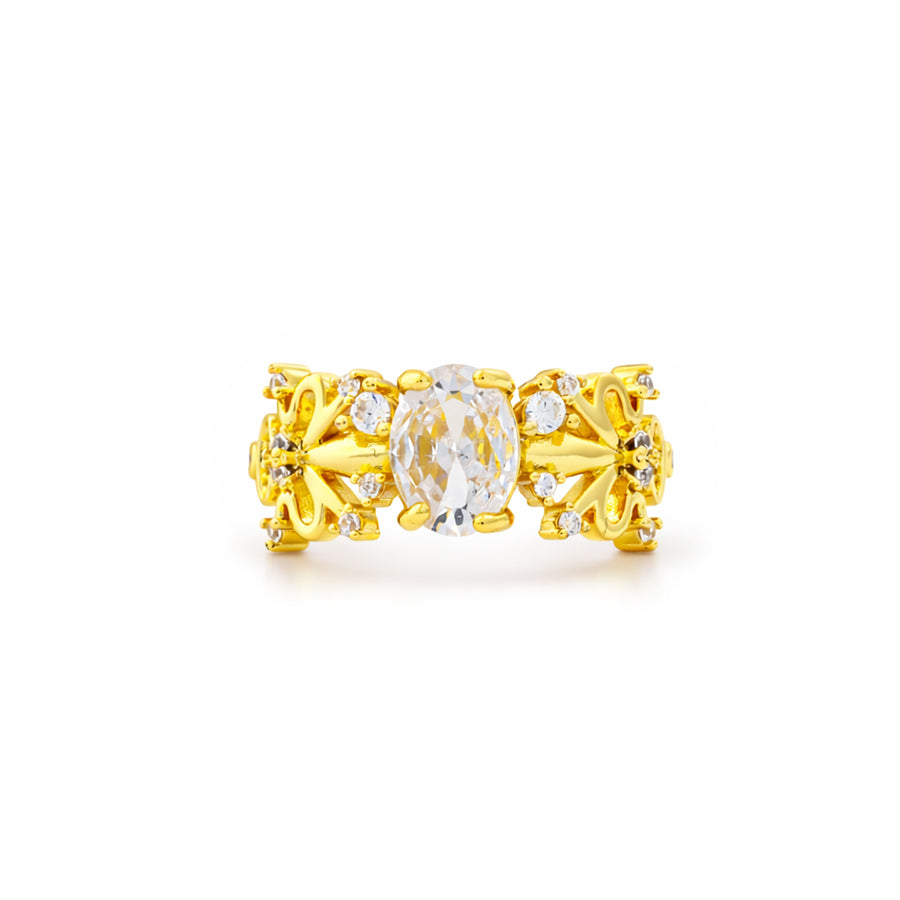 Flora Bloom Crystal Adjustable Ring