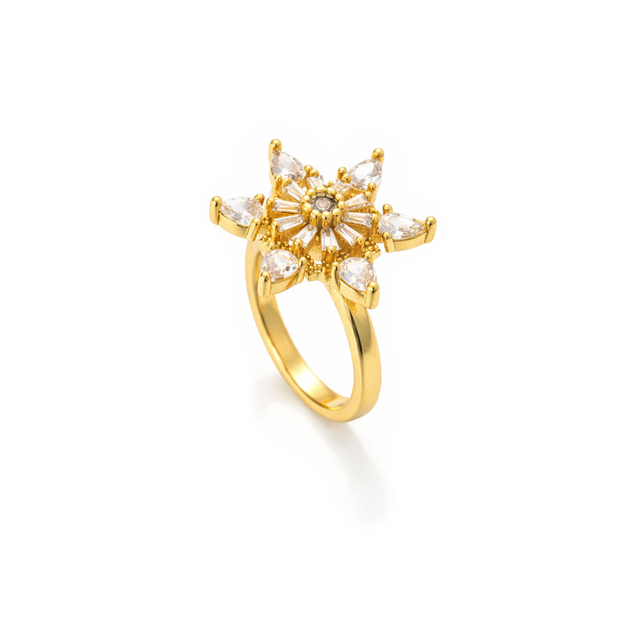 Celestial Bloom Crystal Flower Ring