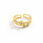 Golden Butterfly with Heart Adjustable Ring