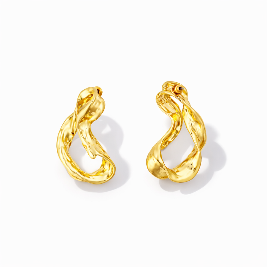 Golden Wave Statement Earrings