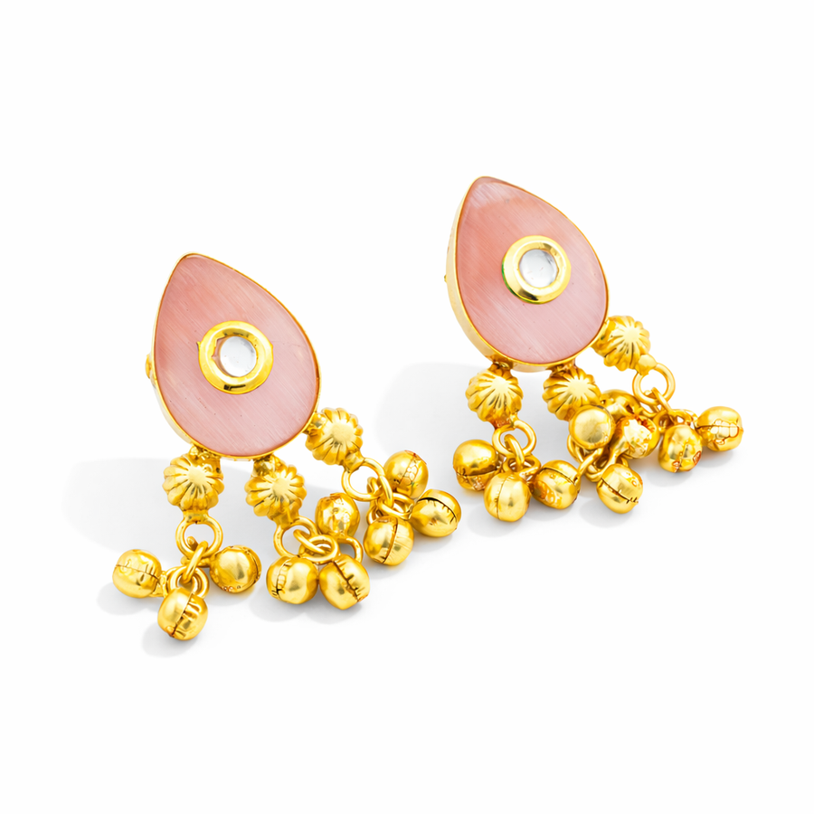 blush Petal ghungroo drop earrings