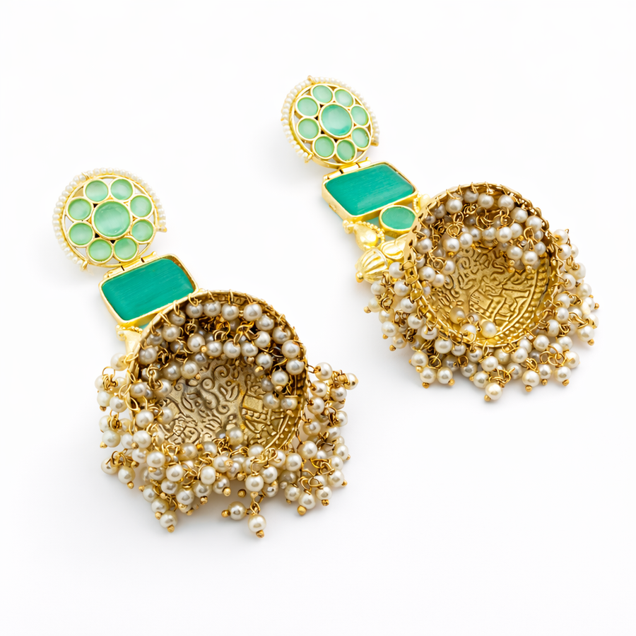 Noor Jahan Emerald Kashmiri Jhumka earring