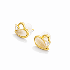 Golden Half Ivory Heart Studs