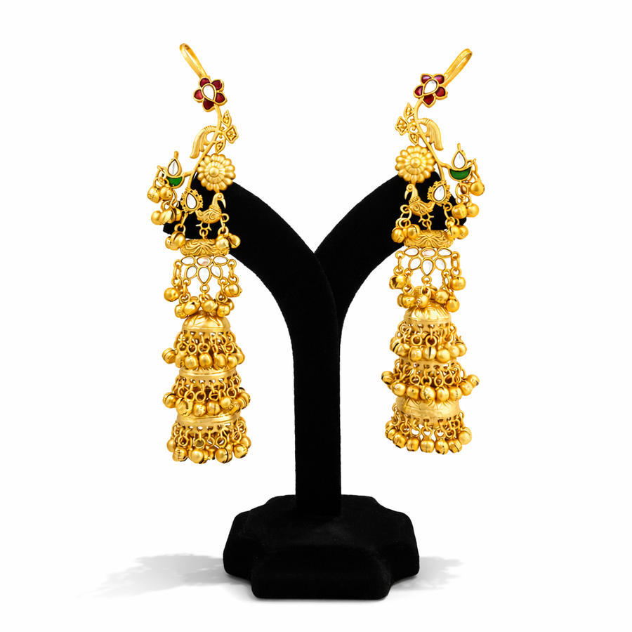 multi-tiered Kashmiri Jhumka Earrings