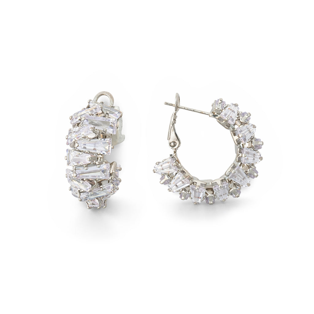 Aurora Baguette Curve Hoops Earrings