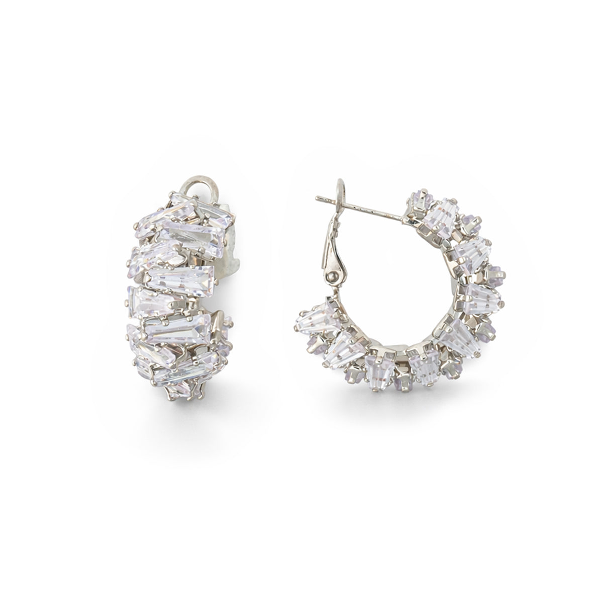 Aurora Baguette Curve Hoops Earrings