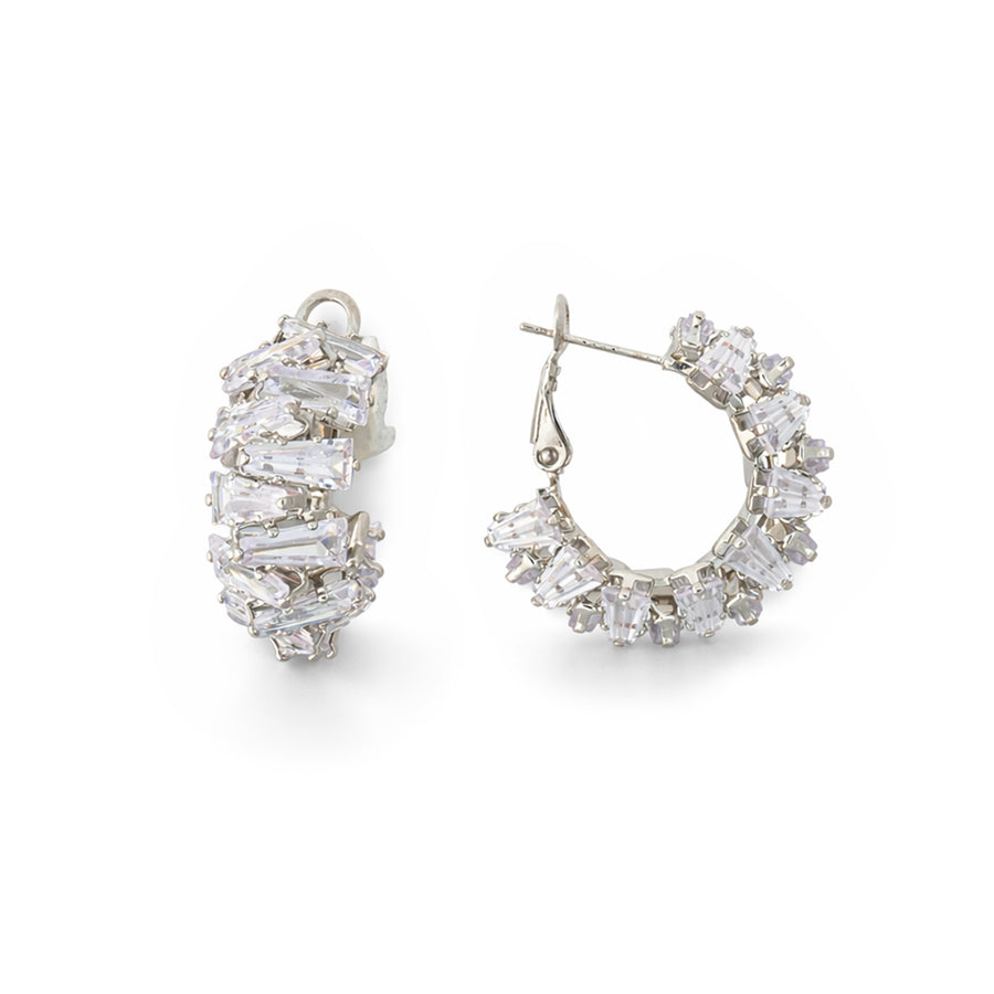Aurora Baguette Curve Hoops Earrings