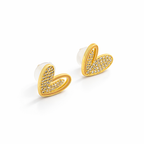 Golden Spark Heart Stud Earrings