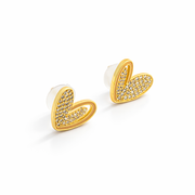 Golden Spark Heart Stud Earrings