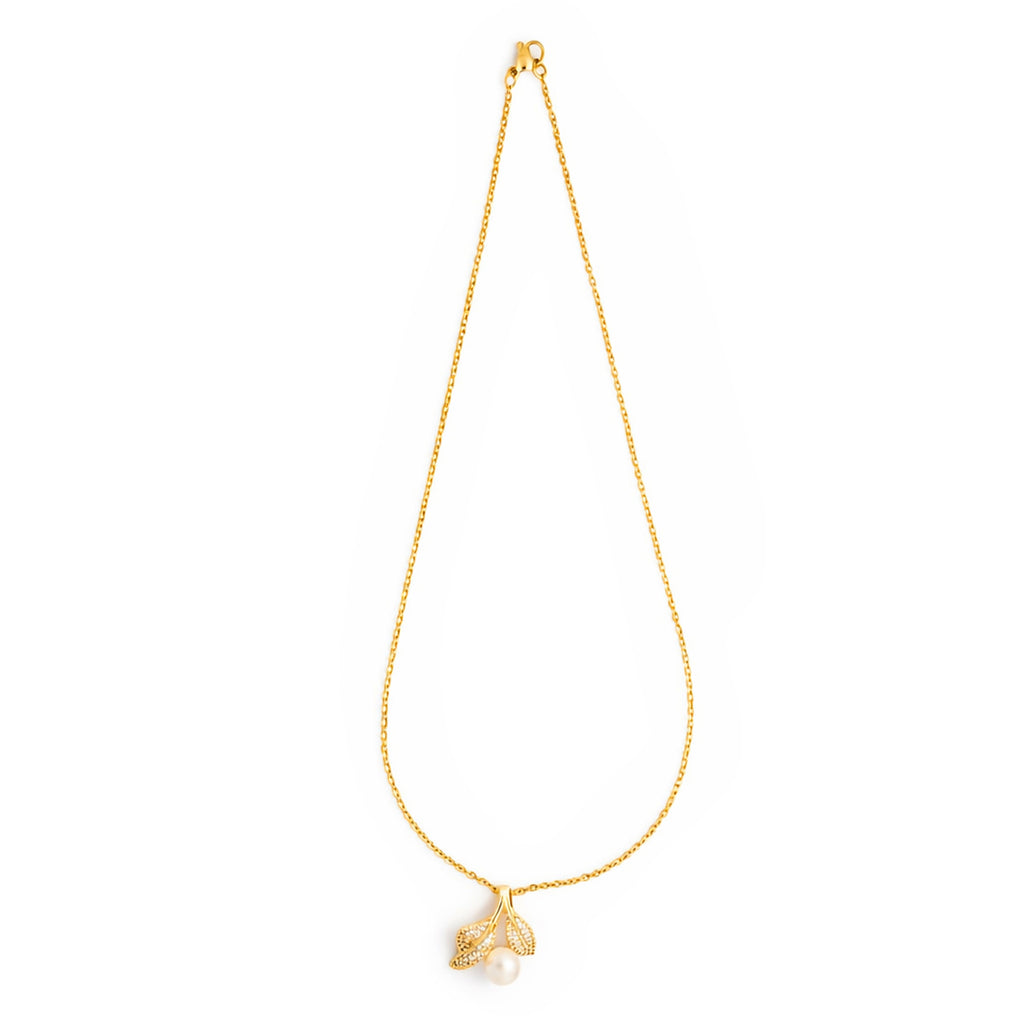 Crystal Leaf Pearl chain with pendant