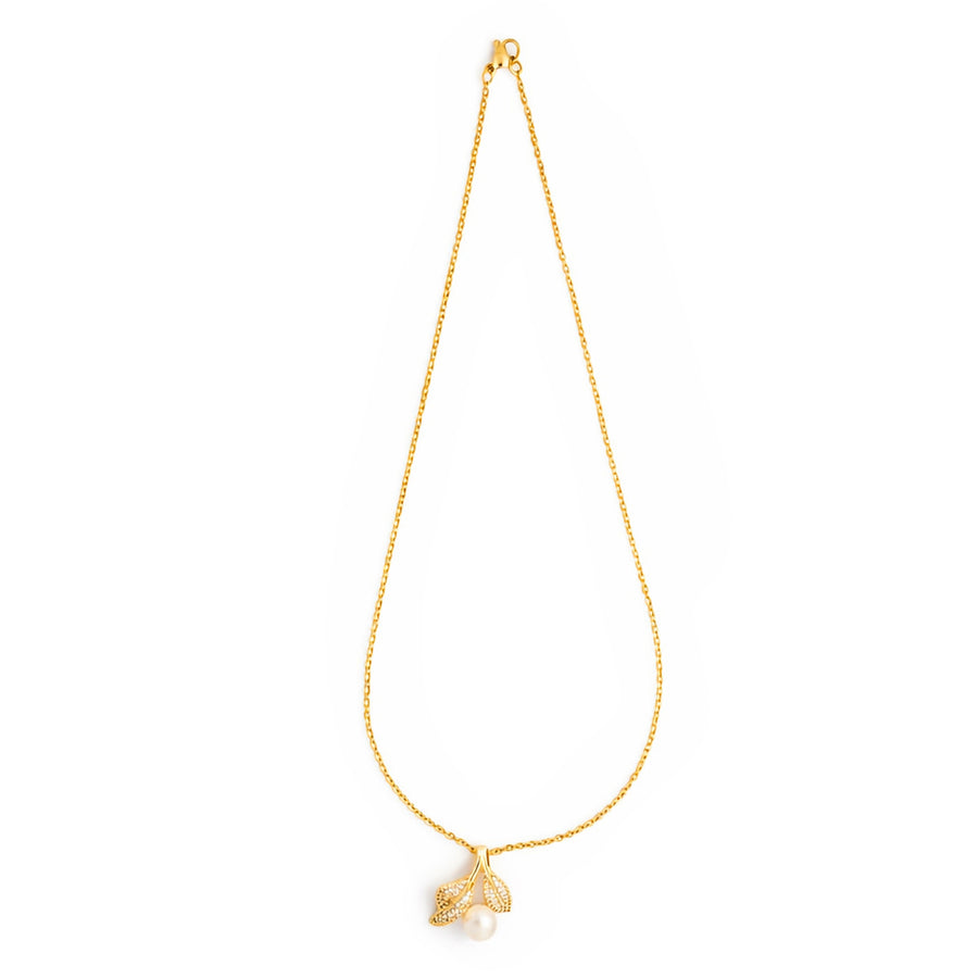 Crystal Leaf Pearl chain with pendant