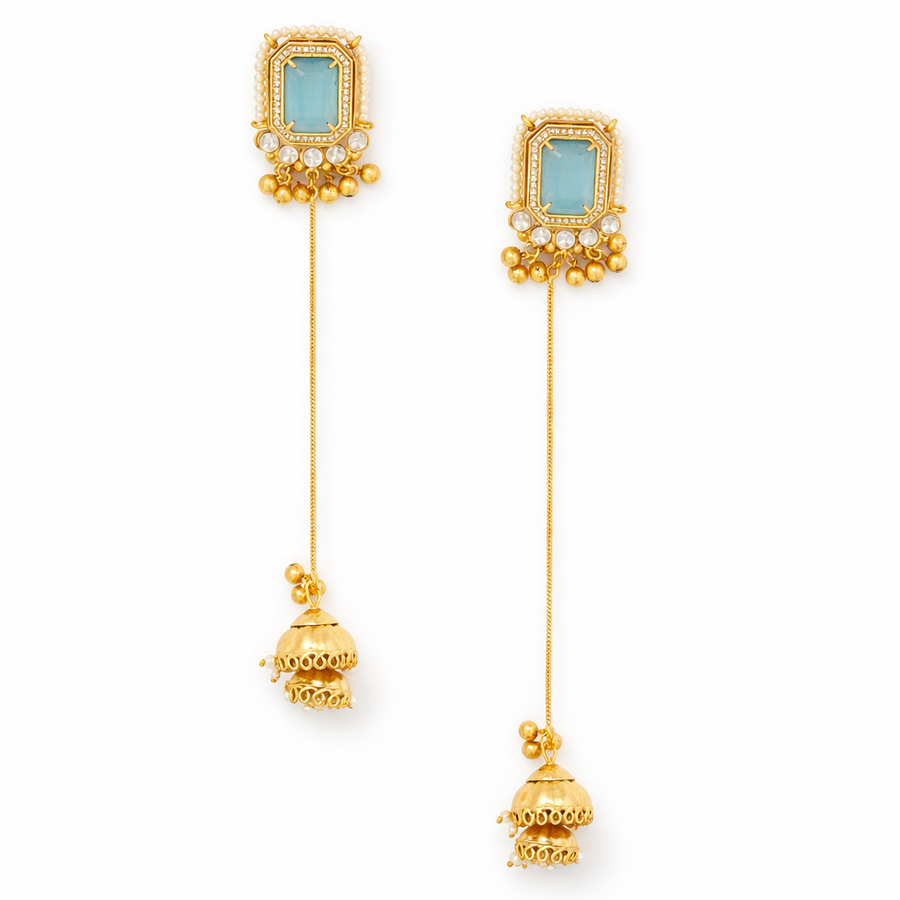 Neelam Aura Long pearl Jhumka Earrings