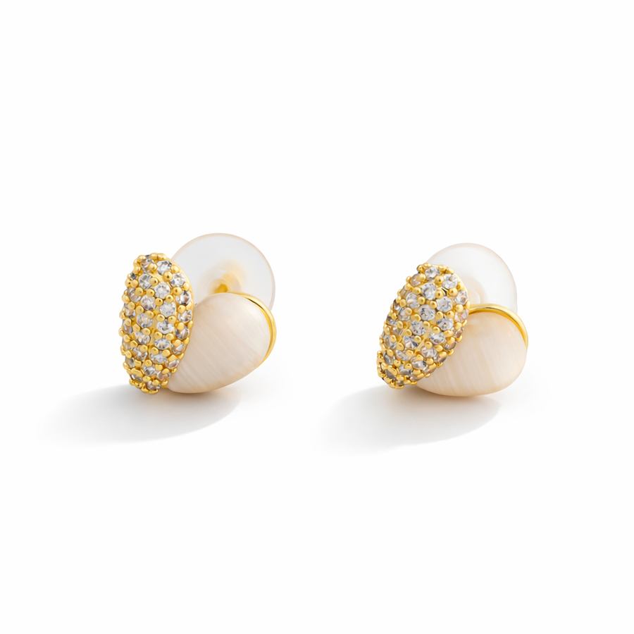 Pearl Kiss Crystal Heart Earrings