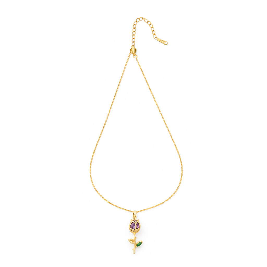 Royal Bloom Purple Rose Charm Chain with pendant