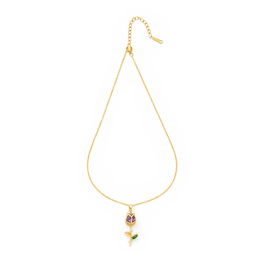 Royal Bloom Purple Rose Charm Chain with pendant