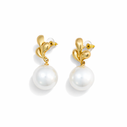 Golden Blossom Pearl Drop Earrings