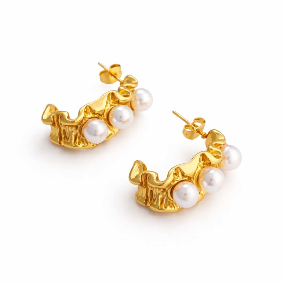 Pearl Loop Wave Earrings