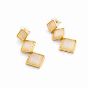 Ivory Glow Geometric Drop Earrings