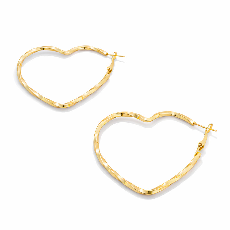 Golden Heart Hoops Earrings