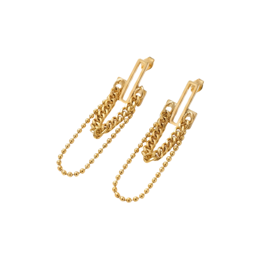 Urban Chain with pendant Bar Drop Earrings