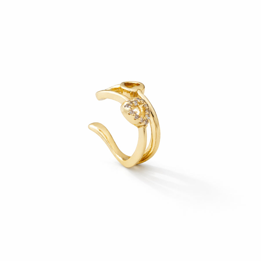 Golden Twin Heart Ear cuff