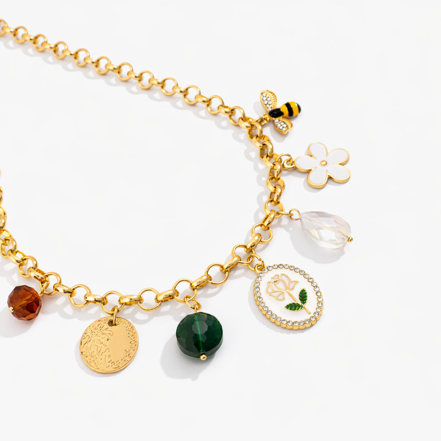 Floral & Bee Vintage Charm Necklaces
