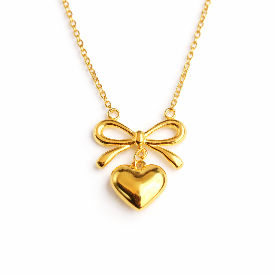 Ribboned Heart charm Pendant